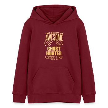 Ghost Hunter - Teens Organic Hoodie by Stanley/Stella - burgundy - Front - AI Model Teenager Male dark (155cm)