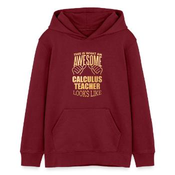 calcul - Sweat à capuche ado bio Stanley/Stella - bordeaux - Devant - AI Model Teenager Male dark (155cm)