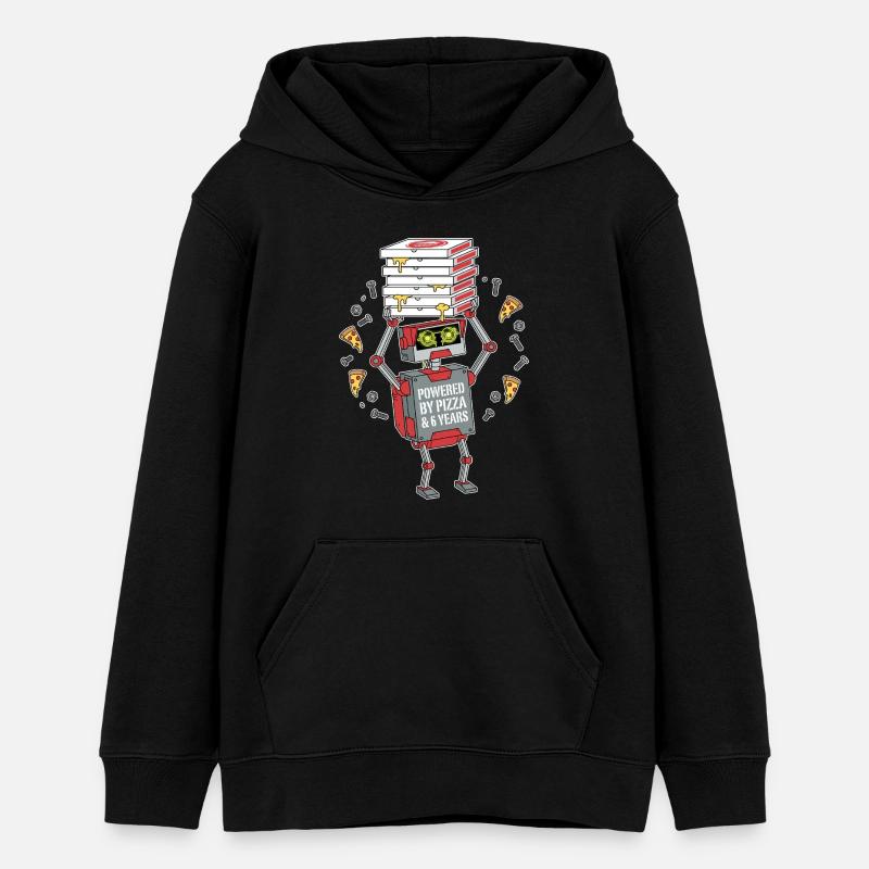 Propulsé par un robot du 6e anniversaire de Pizza - Sweat à capuche ado bio Stanley/Stella - noir