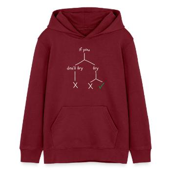 Design motivant sur le courage et la persévérance - Sweat à capuche ado bio Stanley/Stella - bordeaux - Devant - AI Model Teenager Male dark (155cm)
