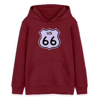 Route 66 - Sweat à capuche ado bio Stanley/Stella - bordeaux - Devant - AI Model Teenager Male dark (155cm)