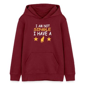 Cat - Teens Organic Hoodie by Stanley/Stella - burgundy - Front - AI Model Teenager Male dark (155cm)