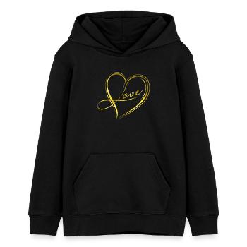 Cœur doré - Sweat à capuche ado bio Stanley/Stella - noir - Devant - AI Model Teenager Male light (155cm)