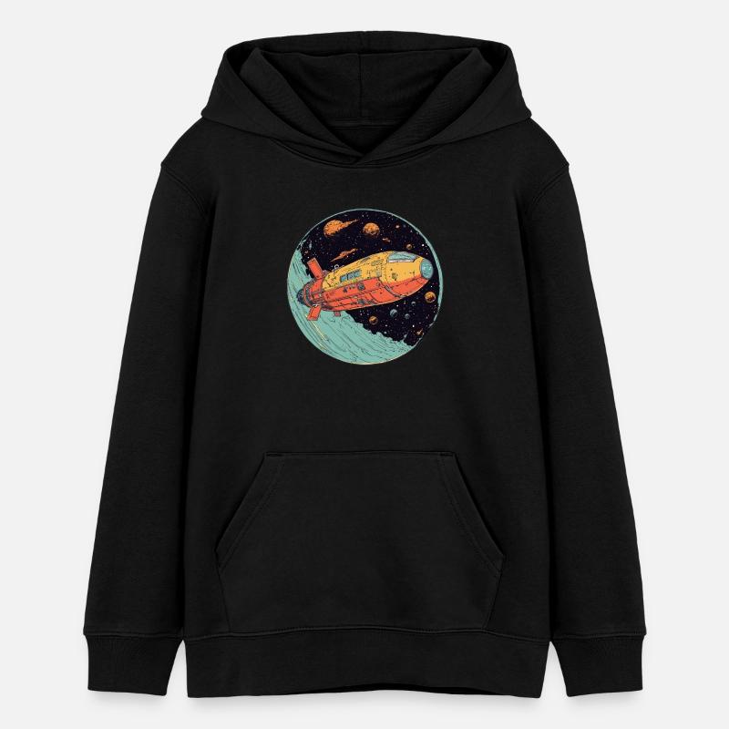 Aventures galactiques : exploration de l’espace - Sweat à capuche ado bio Stanley/Stella - noir