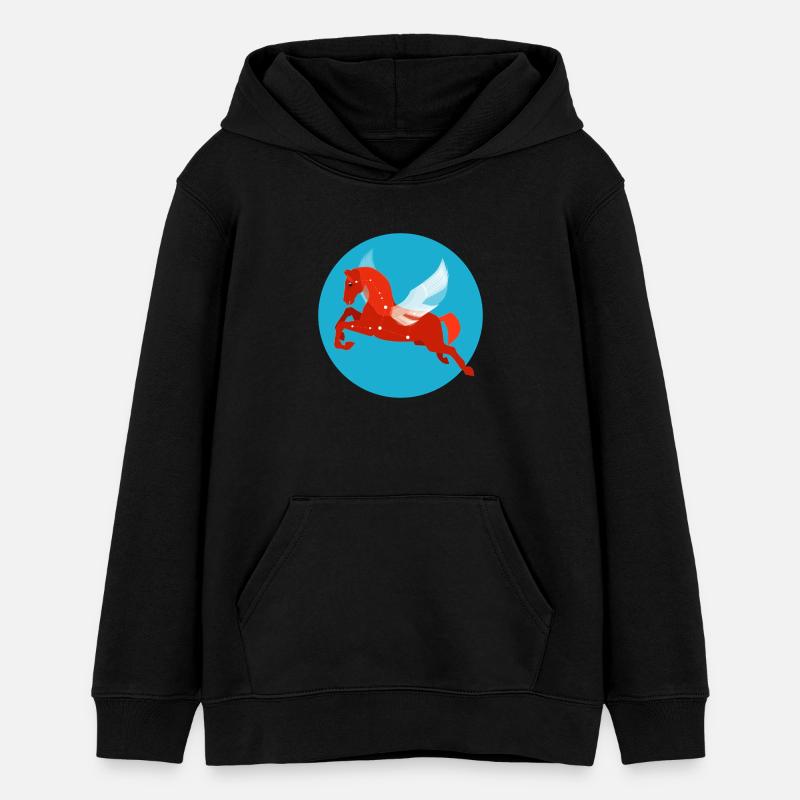 Pégase - Sweat à capuche ado bio Stanley/Stella - noir