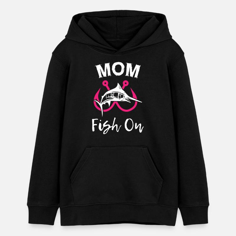 Maman Poisson À La Pêche - Sweat à capuche ado bio Stanley/Stella - noir