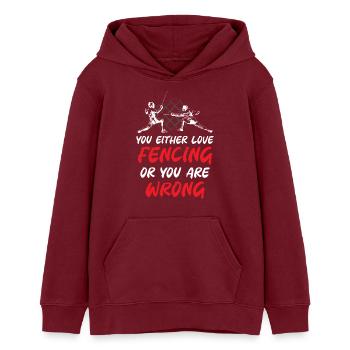 You Either Love Fencing or You Are Wrong - Teenager Organic Hoodie Mini Cruiser von Stanley/Stella - Burgunderrot - Vorne - AI Model Teenager Male dark (155cm)