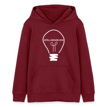 Intelligenzboizn - intelligent person, dialect - Teens Organic Hoodie by Stanley/Stella - burgundy - Front - AI Model Teenager Male dark (155cm)