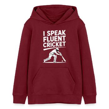 Drôle de cricket : Jeu de cricket vintage - Sweat à capuche ado bio Stanley/Stella - bordeaux - Devant - AI Model Teenager Male dark (155cm)