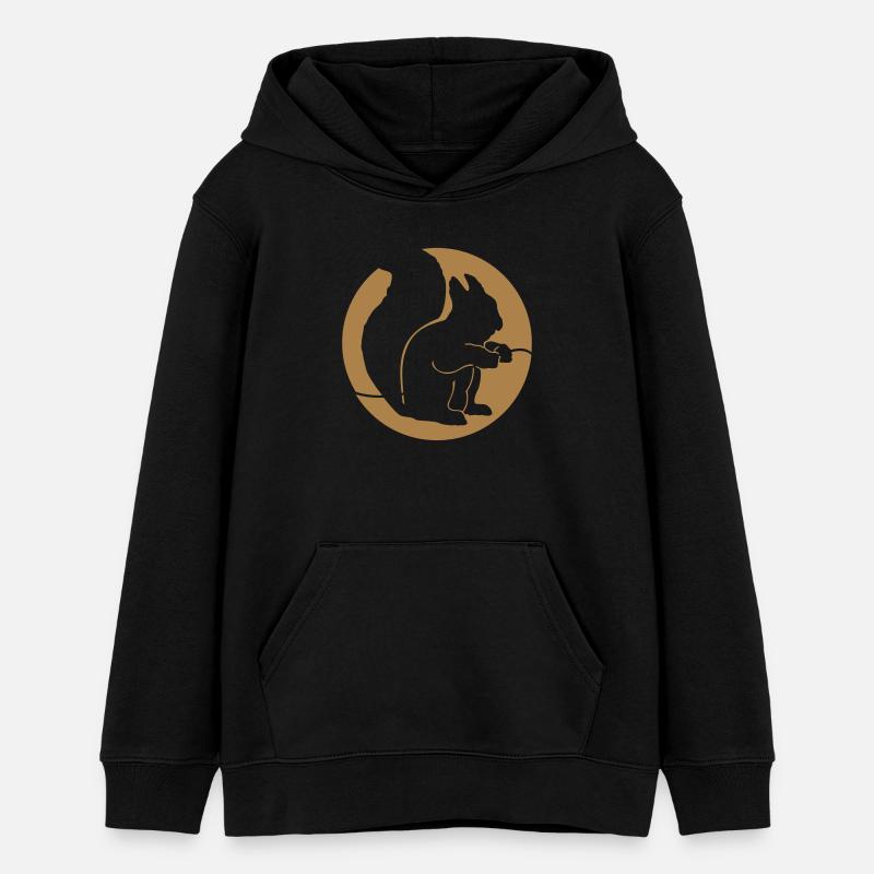 Wildtiere: das Eichhoernchen - Sweat à capuche ado bio Stanley/Stella - noir