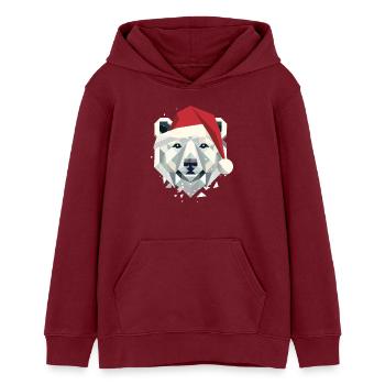 Ours polaire de Noël dans un style géométrique moderne - Sweat à capuche ado bio Stanley/Stella - bordeaux - Devant - AI Model Teenager Male dark (155cm)