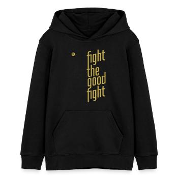 ThinkBick_Fight_the_good_fight_2026_2 - Teenager Organic Hoodie Mini Cruiser von Stanley/Stella - Schwarz - Vorne - AI Model Teenager Male light (155cm)