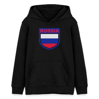 russia_emblem - Sweat à capuche ado bio Stanley/Stella - noir - Devant - AI Model Teenager Male light (155cm)