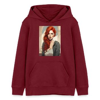 Schöne Frau Redhead Rote Haare - Teenager Organic Hoodie Mini Cruiser von Stanley/Stella - Burgunderrot - Vorne - AI Model Teenager Male dark (155cm)