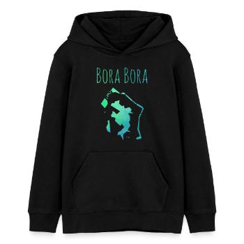 bora bora - Sweat à capuche ado bio Stanley/Stella - noir - Devant - AI Model Teenager Male light (155cm)