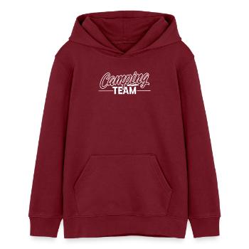 Camping Team - Teens Organic Hoodie by Stanley/Stella - burgundy - Front - AI Model Teenager Male dark (155cm)