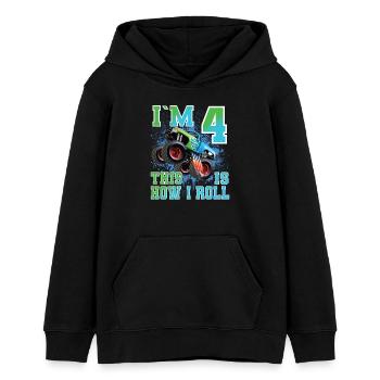4 Years Monster Truck - Teens Organic Hoodie by Stanley/Stella - black - Front - AI Model Teenager Male light (155cm)