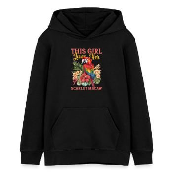 Cette fille adore son ara écarlate - Sweat à capuche ado bio Stanley/Stella - noir - Devant - AI Model Teenager Male light (155cm)