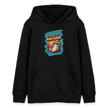 Live Chill Chat badass - Sweat à capuche ado bio Stanley/Stella - noir - Devant - AI Model Teenager Male light (155cm)