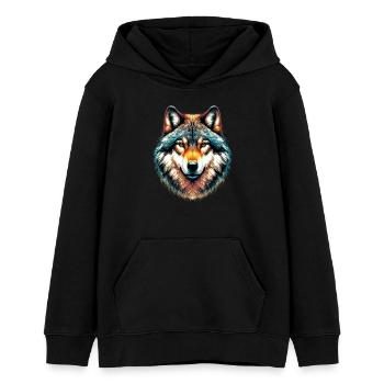 Wolf - Teenager Organic Hoodie Mini Cruiser von Stanley/Stella - Schwarz - Vorne - AI Model Teenager Male light (155cm)