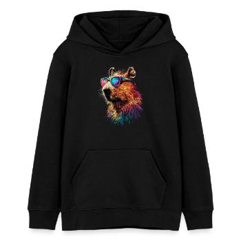 Capybara Sonnenbrille Bunt Popart Wasserschwein - Teenager Organic Hoodie Mini Cruiser von Stanley/Stella - Schwarz - Vorne - AI Model Teenager Male light (155cm)