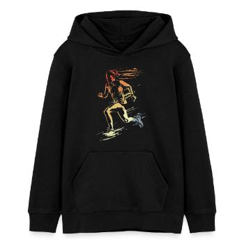 Coureuse style rétro - Sweat à capuche ado bio Stanley/Stella - noir - Devant - AI Model Teenager Male light (155cm)