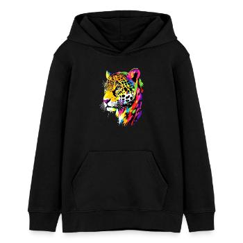 Jaguar Raubkatze Panther Wilde Katze Süßer Jaguar - Teenager Organic Hoodie Mini Cruiser von Stanley/Stella - Schwarz - Vorne - AI Model Teenager Male light (155cm)