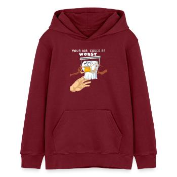 Rouleau de papier toilette d’urgence votre travail pourrait être pire - Sweat à capuche ado bio Stanley/Stella - bordeaux - Devant - AI Model Teenager Male dark (155cm)