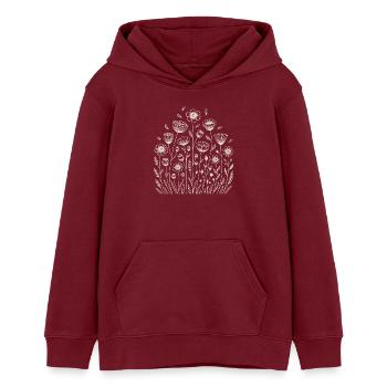 Verspieltes Blumenmuster - Teenager Organic Hoodie Mini Cruiser von Stanley/Stella - Burgunderrot - Vorne - AI Model Teenager Male dark (155cm)