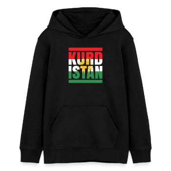 Kurdistan flag with sun motif - Teens Organic Hoodie by Stanley/Stella - black - Front - AI Model Teenager Male light (155cm)