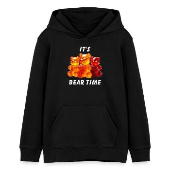 GUMMIBÄREN IT'S BEAR TIME - Teenager Organic Hoodie Mini Cruiser von Stanley/Stella - Schwarz - Vorne - AI Model Teenager Male light (155cm)
