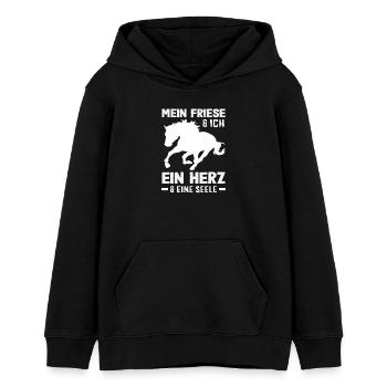 Mein Friese Herz Seele Pferdemädchen Reiten - Teenager Organic Hoodie Mini Cruiser von Stanley/Stella - Schwarz - Vorne - AI Model Teenager Male light (155cm)