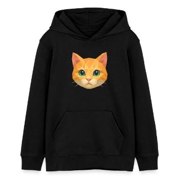 Polygon Cat – Geometric Cat Design - Teens Organic Hoodie by Stanley/Stella - black - Front - AI Model Teenager Male light (155cm)