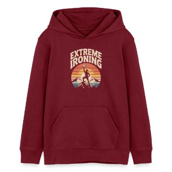 Repassage extrême Alpinisme - Sweat à capuche ado bio Stanley/Stella - bordeaux - Devant - AI Model Teenager Male dark (155cm)