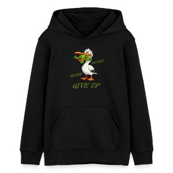 Cigogne - Grenouille ne jamais abandonner - Sweat à capuche ado bio Stanley/Stella - noir - Devant - AI Model Teenager Male light (155cm)