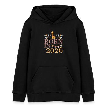 Baby Geboren in 2026 Born in 2026 Süßer Giraffe - Teenager Organic Hoodie Mini Cruiser von Stanley/Stella - Schwarz - Vorne - AI Model Teenager Male light (155cm)