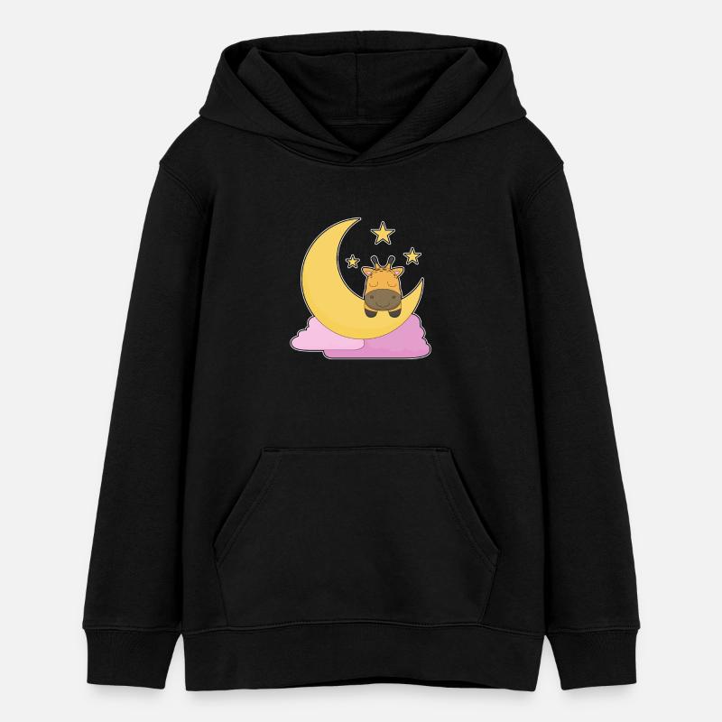 Lune girafe - Sweat à capuche ado bio Stanley/Stella - noir