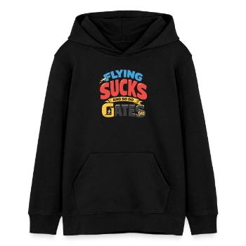 Reiseangst-humor, Flughafen-chaos, Fliegen Ist - Teenager Organic Hoodie Mini Cruiser von Stanley/Stella - Schwarz - Vorne - AI Model Teenager Male light (155cm)