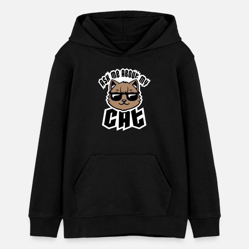 Demandez-moi pour mon chat Chat Amour des animaux Animaux - Sweat à capuche ado bio Stanley/Stella - noir