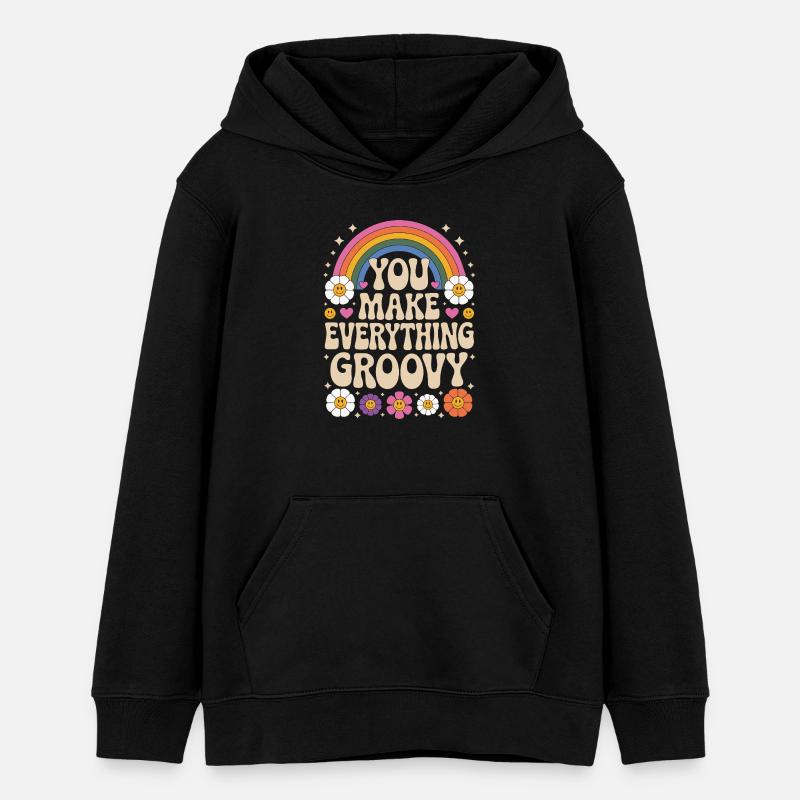 Vous rendez tout cool - Retro Rainbow - Sweat à capuche ado bio Stanley/Stella - noir