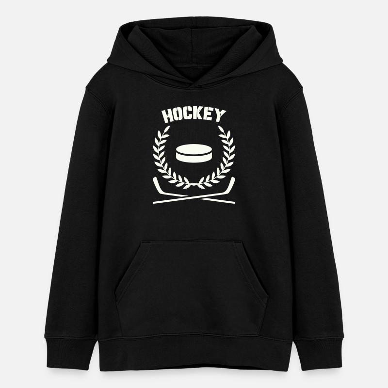 Emblema dell'hockey con disco e alloro - Felpa con cappuccio ragazzo bio di Stanley/Stella - nero