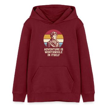 Amelia Earhart Das Abenteuer ist lohnenswert - Teenager Organic Hoodie Mini Cruiser von Stanley/Stella - Burgunderrot - Vorne - AI Model Teenager Male dark (155cm)