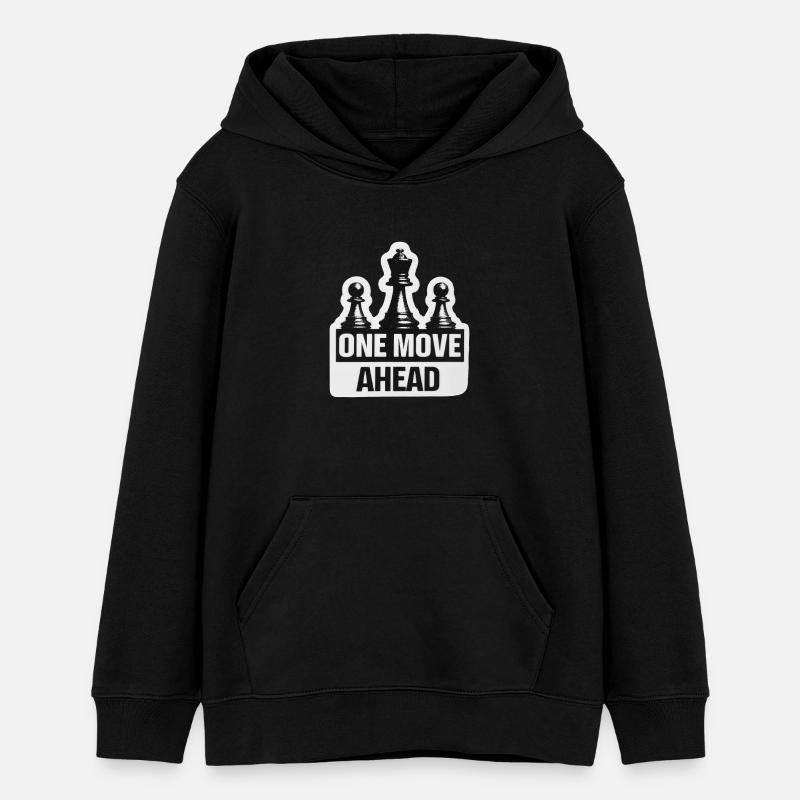 Citation drôle d’échecs pour hommes : un coup à l’avance - Sweat à capuche ado bio Stanley/Stella - noir