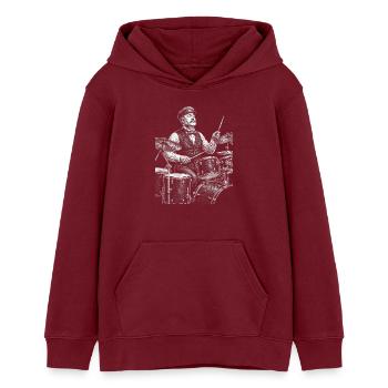 Chester A. Arthur spielt Schlagzeug - Teenager Organic Hoodie Mini Cruiser von Stanley/Stella - Burgunderrot - Vorne - AI Model Teenager Male dark (155cm)