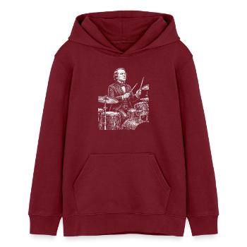 Andrew Johnson joue de la batterie - Sweat à capuche ado bio Stanley/Stella - bordeaux - Devant - AI Model Teenager Male dark (155cm)