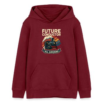 Zukünftiger Schaffnerzug - Teenager Organic Hoodie Mini Cruiser von Stanley/Stella - Burgunderrot - Vorne - AI Model Teenager Male dark (155cm)