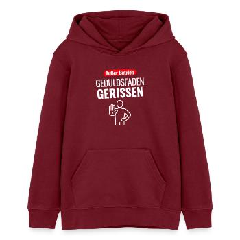 Außer Betrieb Geduldsfaden gerissen - Teenager Organic Hoodie Mini Cruiser von Stanley/Stella - Burgunderrot - Vorne - AI Model Teenager Male dark (155cm)