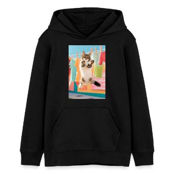 Nettoyant pour chat - Sweat à capuche ado bio Stanley/Stella - noir - Devant - AI Model Teenager Male light (155cm)