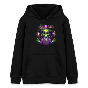 Mardi Gras Alien - Sweat à capuche ado bio Stanley/Stella - noir - Devant - AI Model Teenager Male light (155cm)