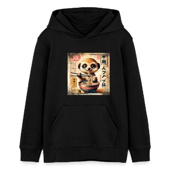Ramen Erdmännchen Grunge Poster Style - Teenager Organic Hoodie Mini Cruiser von Stanley/Stella - Schwarz - Vorne - AI Model Teenager Male light (155cm)